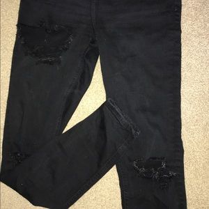 Top shop black distressed denim
